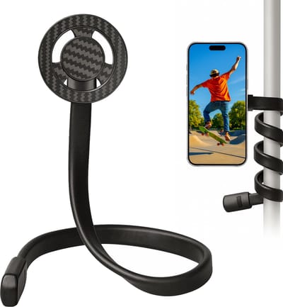 MOJOGEAR Flexibele arm met magnetische mount voor smartphone - MagSafe Compatibel - Filmen vanuit elke hoek - Magnetische smartphone standaard - Tafelstandaard telefoon - Zwart