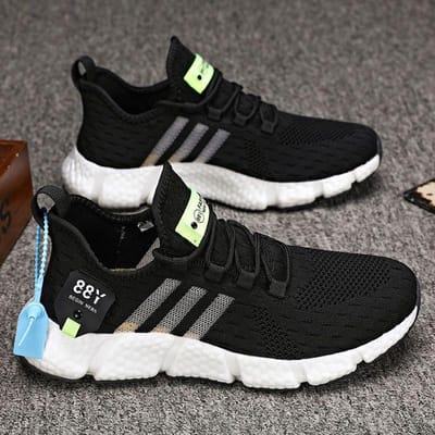 WTEMPO Baskets d'été à coussin d'air pour hommes, chaussures de sport en maille respirante, antidérapantes, chaussures de basket-ball à fond épais, chaussures de course décontractées 46 noir