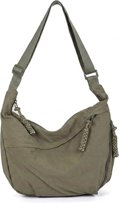 Nylon Crossbody Tas voor Dames – Casual Schoudertas – Slouchy Halvemaan Tas – Lichtgewicht Reistas – Groen