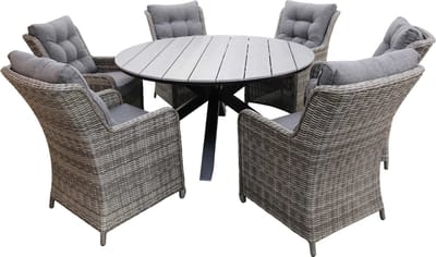 7-delige ronde tuinset | 6 Dublin tuinstoelen (AG) | ⌀150cm Cyprus tuintafel (Grey)