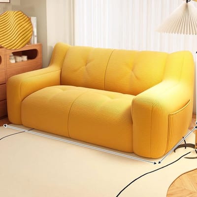 Zitzak met Vulling - Poef Luie Bank - Ontspannen Zitten - Afneembare Hoes - 125x65x50CM - Geel