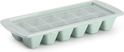 Plasticforte IJsblokjesvorm - mintgroen - 1x stuks - met afsluitdeksel - 28 x 11 cm - ijsklontjes bakje