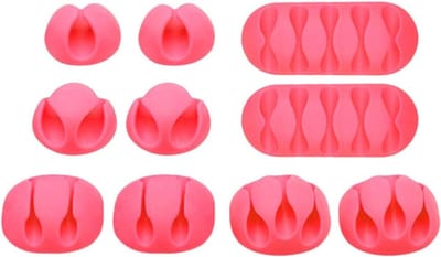 Zelfklevende kabelclips - Kabelbevestigingen, Kabelorganizer en Kabelklemmen - 10 stuks in roze voor een opgeruimde werkplek