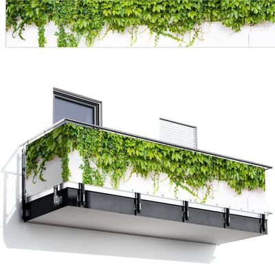 Balkonscherm 500x85 cm - Balkonposter Klimop - Groene bladeren - Muur - Wit - Balkon scherm decoratie - Balkonschermen - Balkondoek zonnescherm