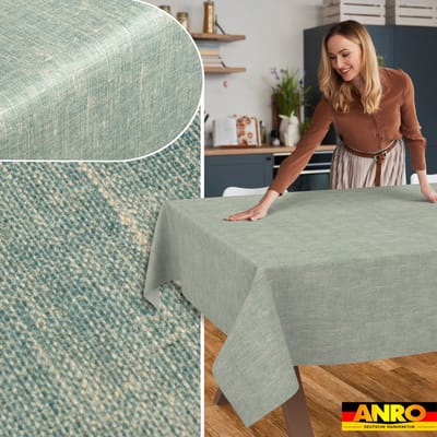 ANRO Tafelkleed Effen linnenlook Blauw 140x100cm Rechte rand Afwasbaar Waterafstotend