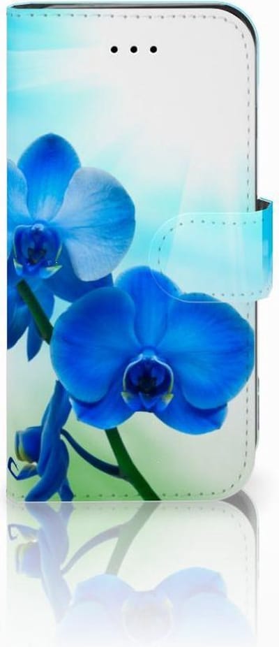 Book Case voor iPhone 7 | 8 | SE (2020) | SE (2022) Hoesje Orchidee Blauw - Cadeau voor je Moeder