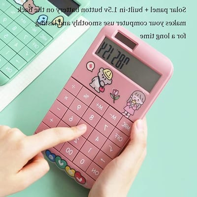 Rekenmachine - Kantoorcalculator Bureaucalculator - Dagelijkse Berekeningen - Groot LCD Scherm - 12-cijferig - Roze