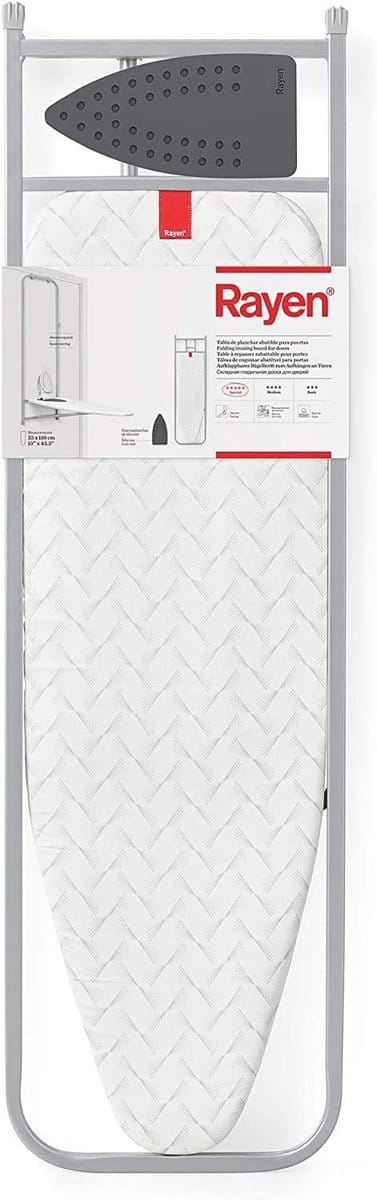 Strijkplank voor muur, deur en kast - Opvouwbaar met opslagruimte van silicone - Grijs - 33 x 110 cm