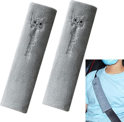 Zachte Schouderkussens voor Autogordels - 2 Stuks met Kattenpatroon, Ideaal voor Kinderen en Volwassenen, Verhoogt Comfort en Veiligheid