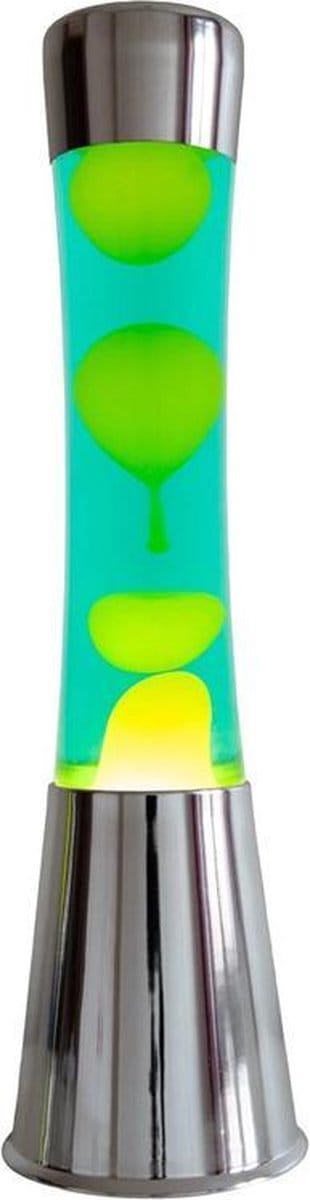 Fisura Lavalamp - Zilver - Met Groene Vloeistof En Gele Lava