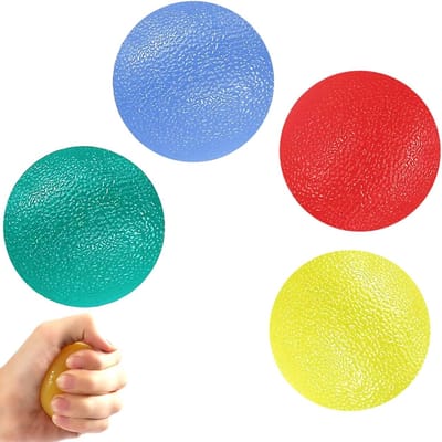 Handtherapieballen voor vingers, artritis, ballen, oefenballen, vingertraining, stressvermindering, siliconen ballen, vingertrainer, eivormige greepballen, handtrainingsapparaat, antistressballen, 4
