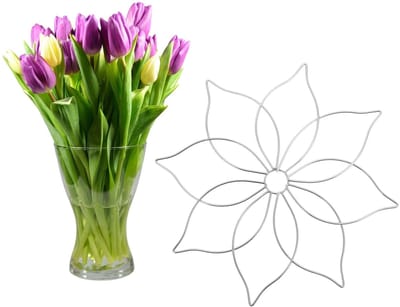 Dailygoods- Bloemenarrangementhouder 12,7 cm - Bamboeblad/Bloemvorm - Bloemenrooster - Bloemenkikker/Organizer - Roestvrij Staal - Zilverkleurig - Bloemhouder