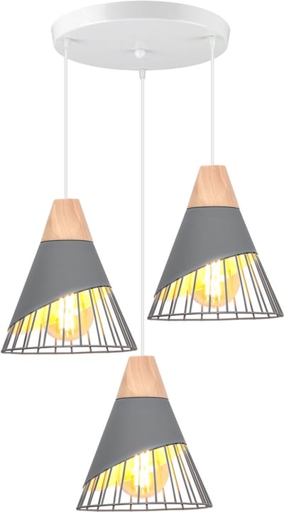 3 Lampen Hanglampen Moderne E27 Kroonluchter Creatieve Plafondlamp voor Slaapkamer Woonkamer Keuken Grijs