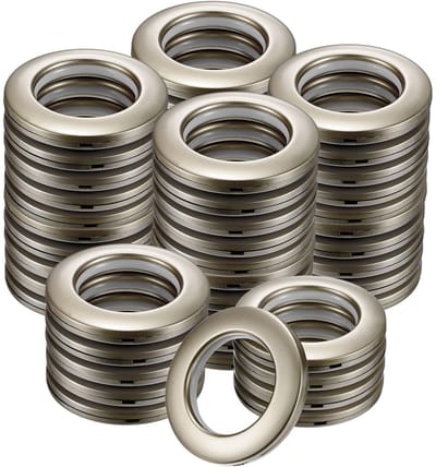 Dailygoods - M METERXITY Set van 50 gordijnringen, binnendiameter 40 mm, kunststof ringen voor gordijnen, clips, ogen, geluidsarme Romeinse ringen, stoffen, ogen, gordijnen voor thuis [koffie]
