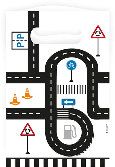 Amscan Uitdeelzakjes On The Road Papier Wit 8 Stuks