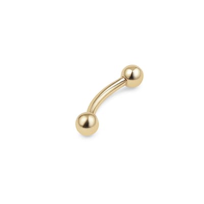 14kt - Geelgouden Curved Barbell met Bal Top 3 mm - 1,2 mm Staaf Dikte - 8 mm Lengte - 14 Karaat Gouden Piercing - Echt Goud (585) - Inclusief Echtheidscertificaat