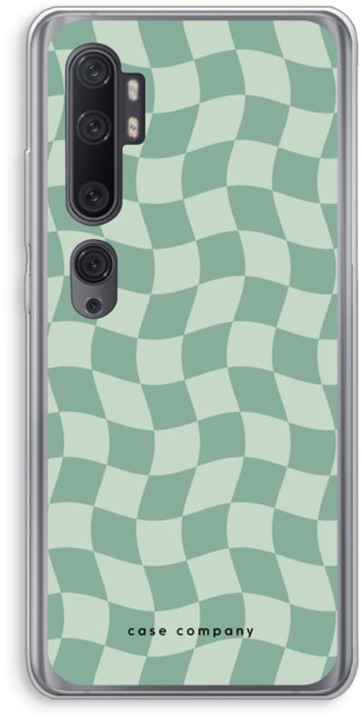 Case Company® - Hoesje geschikt voor Xiaomi Mi Note 10 hoesje - Grid Groen - Soft Cover Telefoonhoesje - Bescherming aan alle Kanten en Schermrand