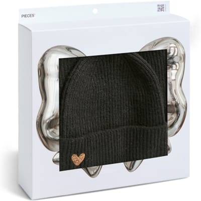 Pieces Dames Wintermuts + Sjaal Gebreid PCNIVA Giftbox Zwart