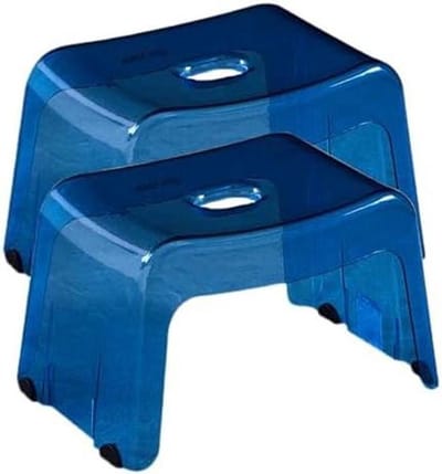 Badkamerkruk Set - Douchestoel - Veilig Zitten - Transparant Acryl - Set van 2 - Blauw