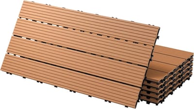 Terrastegels WPC - Vlondertegels Balkon - Tuin Terras Buiten - Kliksysteem Drainage - 60x30 cm - Lichtbruin