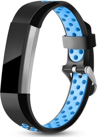 Siliconen Smartwatch bandje - Geschikt voor Fitbit Alta / Alta HR sport bandje - zwart/blauw - Strap-it Horlogeband / Polsband / Armband - Maat: Maat S
