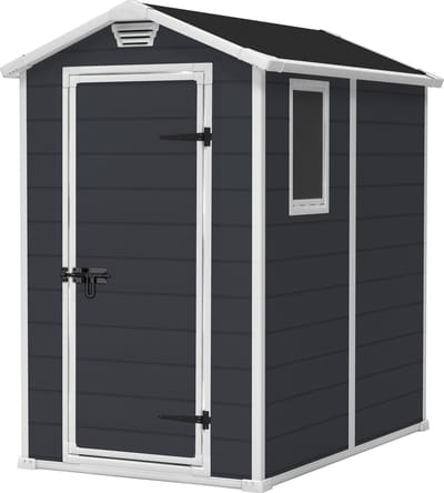 Keter Manor 46 Tuinhuis - 130x192x198cm - enkele deur met zijraam - Antraciet
