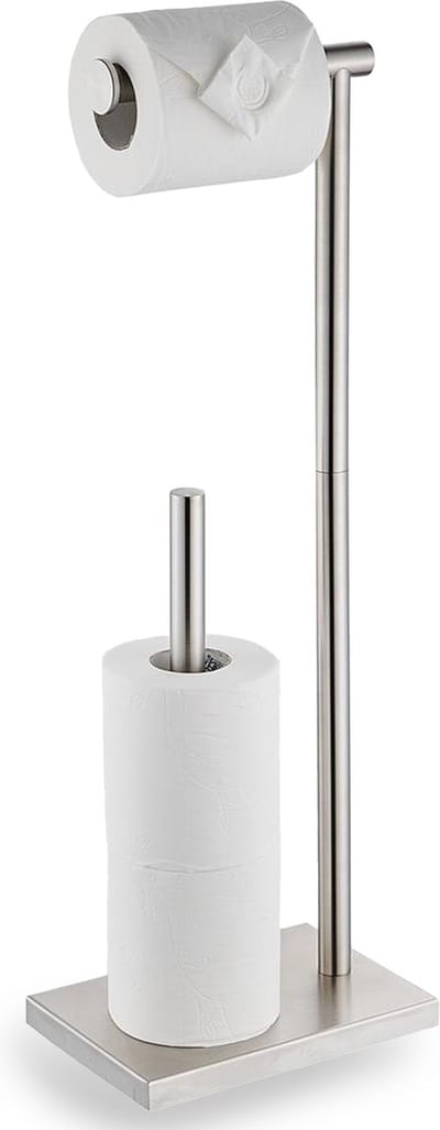 VDN Stainless wc rolhouder staand - Toiletrolhouder en reserverolhouder - RVS - Geschikt voor 3+1 WC papier rollen - 2 in 1