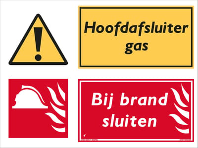 Hoofdafsluiter gas bord - Bij brand sluiten - Forex - 30 x 40 cm