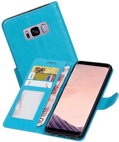 Hoesje Geschikt voor Samsung Galaxy S8 Plus - Portemonnee hoes booktype wallet Turquoise