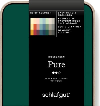 Schlafgut Pure Bio Katoen Jersey Hoeslaken M - 120x200 - 130x220 690 Green Deep