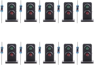 10 Stuks Model Spoorweg Bloksignalen Groen/Rood LED Verkeerslichten voor Treinbaan HO OO Schaal, Perfect voor Spoorwegmodellen en Decoratie