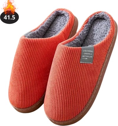 Nivard Warme Pantoffels - Sloffen - Slippers - Dames - Heren - Pluche - Maat 41.5 - Oranje