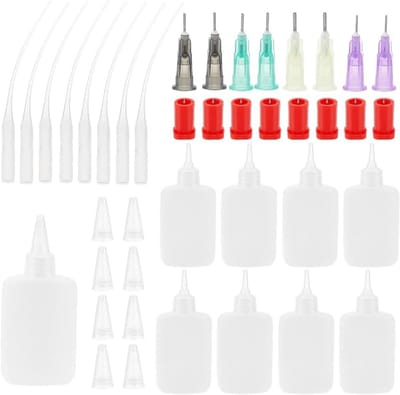 Precisie Applicator Flessen - Lijm Dispenser Kit - Gedetailleerd Knutselen - Complete Set Inclusief Naalden - 432 Stuks - Transparant