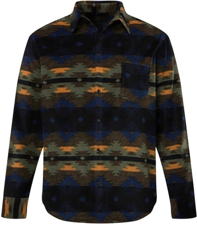 JP 1880 - Heren - Overhemd all-over print kentkraag Modern Fit - Olijf - Maat 3XL