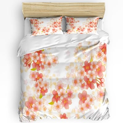 Japanse Geisha Karper Esdoornblad 3-delig Beddengoed Set Voor Slaapkamer Tweepersoonsbed Thuis Textiel Dekbedovertrek Dekbedovertrek Kussensloop AU Queen(210x210cm)