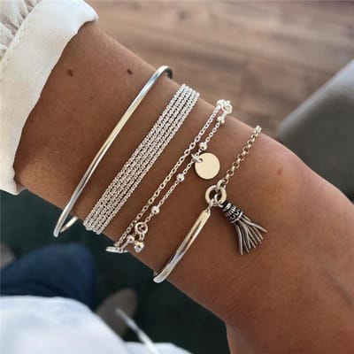 13 stuks/set Nieuwe Metalen Armband Set Voor Vrouwen Boho Retro Dikke Twist Cubaanse Ketting Armbanden Feest Veelzijdig Vakantie Trendy Sieraden gray
