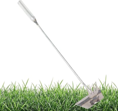 Onkruidsteker Roestvrij Staal - Onkruidverwijderaar Gazon - Onkruid Verwijderen - Scherpe Tanden - 49.5 cm - Zilverkleurig
