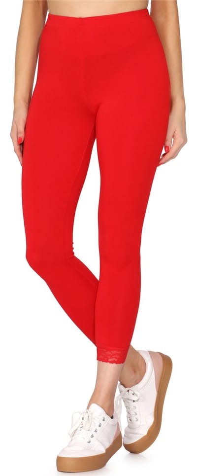 Merry Style MS-MS10-224-LE Dames Leggings met Kant - Sport - Vrijetijdsbroek - 7/8 Lengte - Viscose - Rood - XS