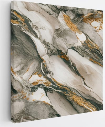 Saammp Canvas Schilderij - grijs marmer - Abstract - 20x20 - Foto op canvas - Wanddecoratie - Muurdecoratie Woonkamer - Slaapkamer decoratie - Canvas Print