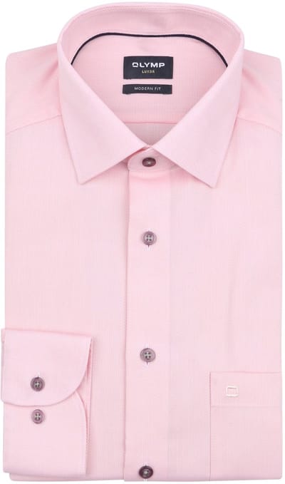 Olymp Luxor Overhemd Structure Roze - Maat 48 - Heren - Overhemden Formeel