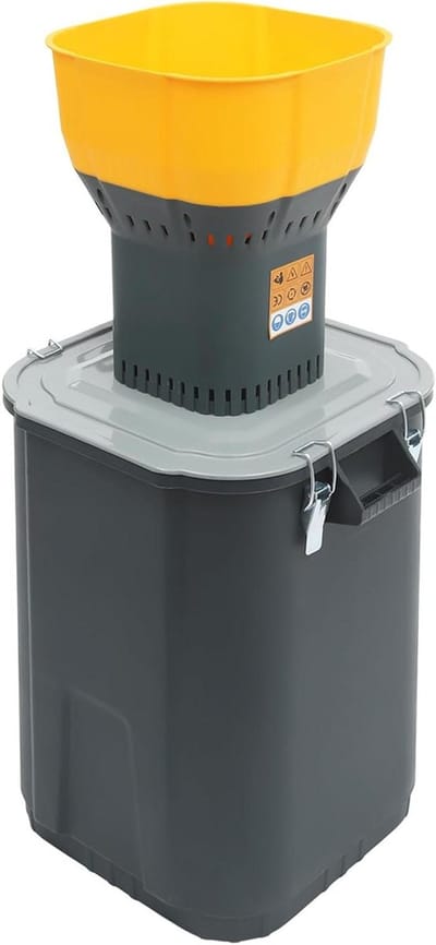 Elektrische graanmolen - Schrootmolen voer - Voer bereiden - 5 maalmodi - 55 liter emmer - Oranje donkergrijs