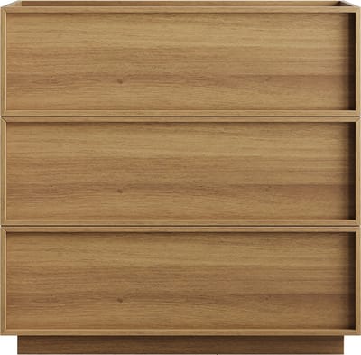 Eikenkleur mdf spaanplaat drie laden ladekast 80×48×78cm opslag slaapkamer woonkamer en hal