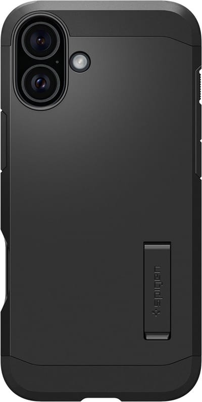 Spigen Tough Armor Hoesje Geschikt voor Apple iPhone 16 Plus | Compatibel met MagSafe | Back Cover Militaire Standaard | Kickstand | Zwart