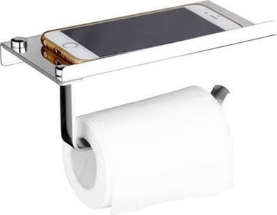 RVS toiletrol houder met telefoonhouder voor mobiele telefoon Roestvaststaal Toiletrolhouder / HaverCo