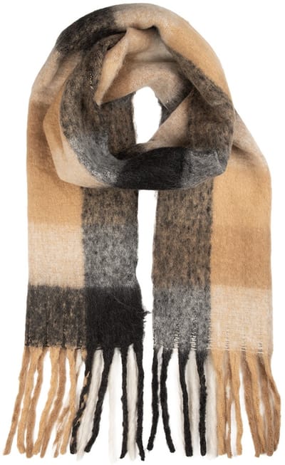 Clayre & Eef Wintersjaal Dames 38x200 cm Zwart Textiel