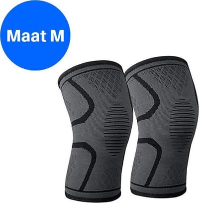 Compressie Knie Brace - Knie Bandage - Unisex - Maat: M - 1 stuk - Zwart
