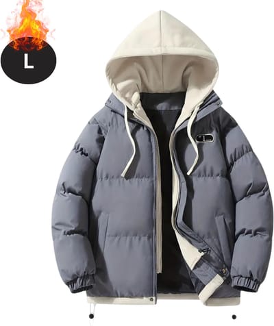 Livano Winterjas - Parka - Heren - Winter - Jas - Volwassen - Stijlvol - Met Capuchon - Gewatteerde Jas - Grijs - L
