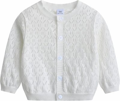 Meisjes Kinder Cardigan van Katoen met Uitsnijdingen, Lange Mouwen en Ronde Hals voor Schooluniformen