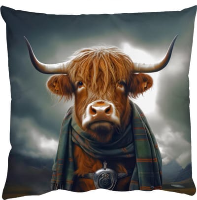 Sierkussens - Kussentjes Woonkamer - 50x50 cm - Schotse hooglander - Sjaal - Bergen