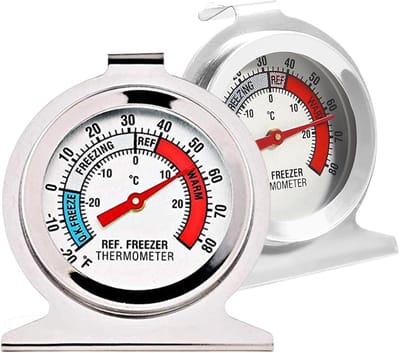 longziming 2 Stuks Koelkast Thermometer – Classic Serie – Grote Wijzerplaat – Voor Koelkast, Vriezer en Koelbox – -20℃～30℃